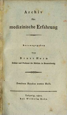 Archiv für medizinische Erfahrung. 2. 1801