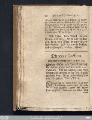 Die XXXV. Lection. Gehalten Donnerstags d. 14. Junii 1725.
