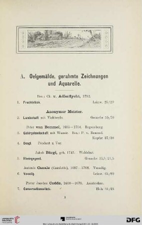 Ölgemälde, gerahmte Zeichnungen und Aquarelle (Nr. 1-44)