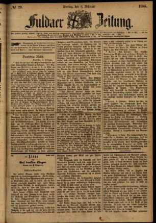 Ausgabe vom Freitag, den 06. Februar 1885.