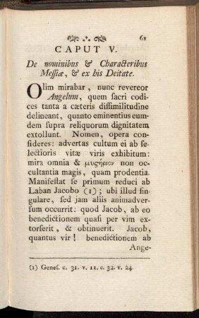 Caput [IV.]. De nominibus & Characteribus Messiæ, & ex his Deitate.