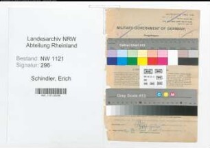 Entnazifizierung Erich Schindler , geb. 19.05.1910 (Kaufmaennischer Angestellter)