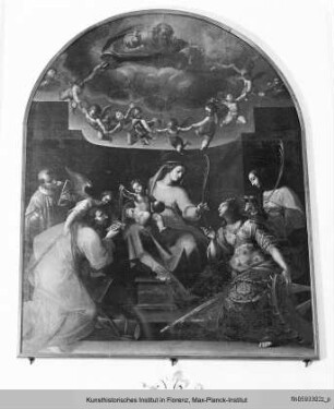 Thronende Madonna mit dem Kind und Heiligen