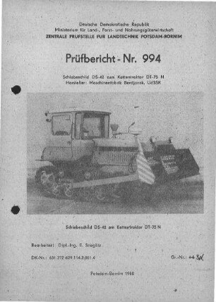 Schiebeschild DS-42 zur DT-75 N