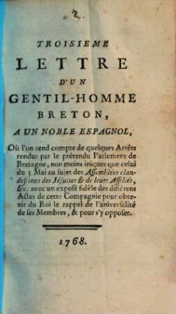 ... Lettre D'Un Gentil-Homme Breton, A Un Noble Espagnol ..., 3