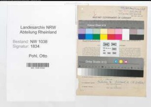 Entnazifizierung Otto Pohl , geb. 11.09.1904 (Industriekaufmann)