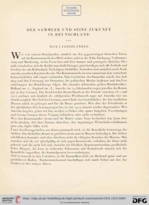 Der Sammler und seine Zukunft in Deutschland
