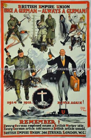 Propagandaplakat der British Empire Union gegen Deutschland in Gedenken an die Märtyrerin Edith Cavell