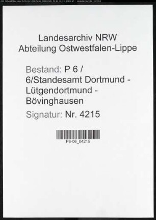 Sterberegister Standesamt Dortmund-Lütgendortmund-Bövinghausen (XI)