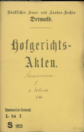 Schmeriemen, Arnds Erben gegen Joh. Anton von Exterde zu Ahmsen, Jägermeister - Schuldforderung