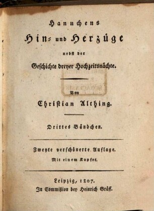 Hannchens Hin- und Herzüge nebst der Geschichte dreyer Hochzeitsnächte, 3