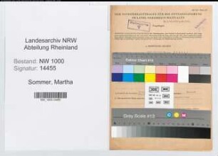 Entnazifizierung Martha Sommer, geb. 17.09.1895 (Postsekretaerin)