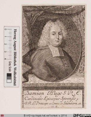Bildnis Damian Hugo (Philipp Anton) (Reichsfrhr., 1701 Reichsgraf von Schönborn), 1719-43 Fürstbischof von Speyer