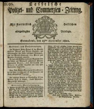 Nr. 95, Sonnabend, den 25sten November 1820