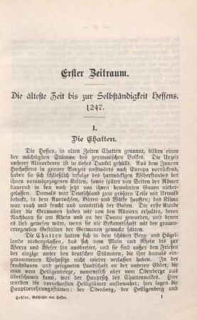 Erster Zeitraum. Die älteste Zeit bis zur Selbständigkeit Hessens. 1247.