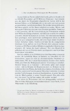 I. Die verschiedenen Haltungen der Protestanten