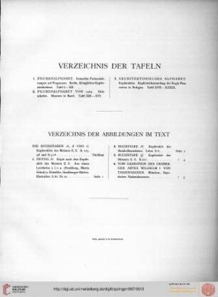 Verzeichnis der Tafeln / Verzeichnis der Abbildungen im Text