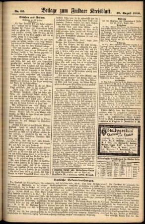 Zweite Ausgabe vom Samstag, den 28. August 1880.