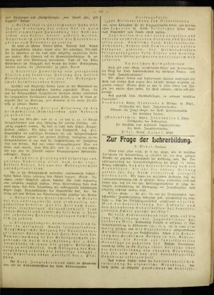 Zur Frage der Lehrerbildung