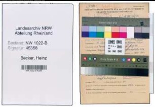 Entnazifizierung Heinz Becker , geb. 07.09.1921 (Zollbeamter)