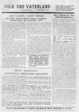 Mitteilungsblatt der Bewegung "Freies Deutschland" für den Westen mit einem Aufruf zur Beendigung des Krieges