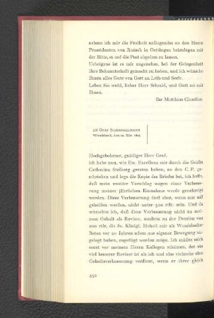 An Graf Schimmelmann Wandsbeck, den 20. Dezember 1803