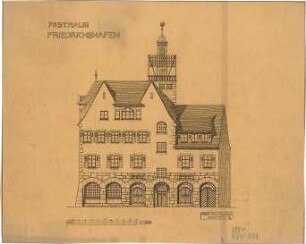 Fischer, Theodor; Friedrichshafen; Postgebäude - Ansicht