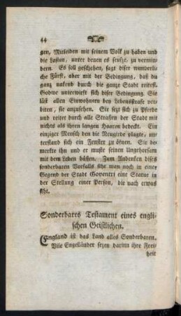 Sonderbares Testament eines englischen Geistlichen.