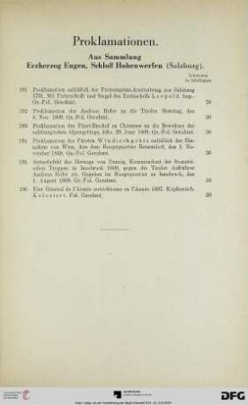 Proklamationen (Nr. 191-196)