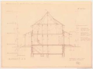Garten Gottlieb Gessler, Rastatt: Wohnhaus Gessler: Querschnitt 1:50