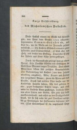 Kurze Beschreibung des Michailowschen Pallastes.