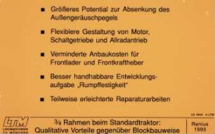 3/4-Rahmen beim Standardtraktor: Qualitative Vorteile gegenüber Blockbauweise