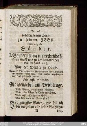 Der mit rechtschaffenem Herze zu seinem Jesu sich nahende Sünder.