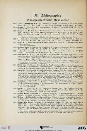 XI. Bibliographie. Kunstgeschichtliche Handbücher (Nr. 1224-1244)