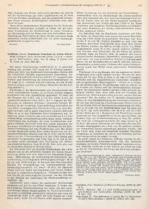 115-116 [Rezension] Goldstein, Horst, Paulinische Gemeinde im Ersten Petrusbrief