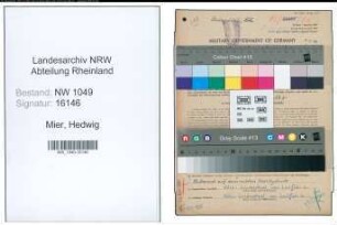 Entnazifizierung Hedwig Mier , geb. 12.07.1908 (Bibliothekarin)