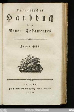 Zweites Stück: Exegetisches Handbuch des Neuen Testamentes