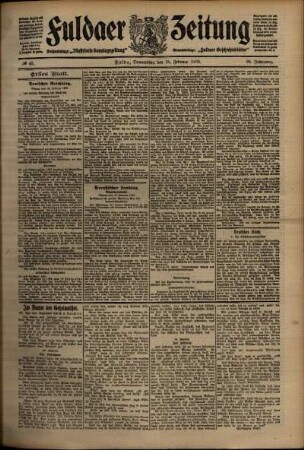 Erste Ausgabe vom Donnerstag, den 25. Februar 1909.