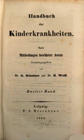 Handbuch der Kinderkrankheiten : nach Mittheilungen bewährter Aerzte. 2