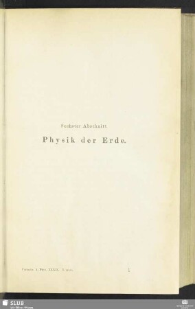 Sechster Abschnitt. Physik der Erde