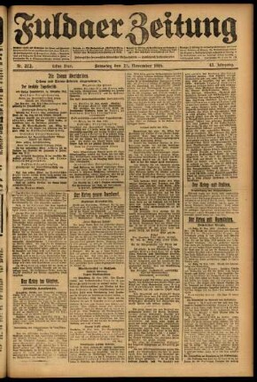 Erste Ausgabe vom Samstag, den 25. November 1916.