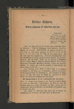 Drittes Büchlein. Pocken-Impfung ist schwerstes Unrecht.