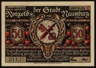 Notgeld der Stadt Naumburg a. Saale 50 Pfg.