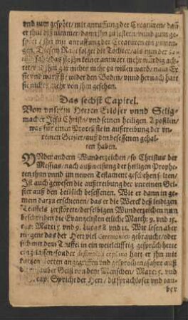 Das sechst Capitel. Von unsrem Herrn Erlöser unnd Seligmacher Jesu Christo/ und seinen heiligen Apostlen/ [...]