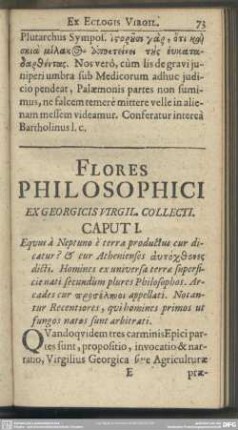 Flores Philosophici Ex Georgicis Virgil Collecti