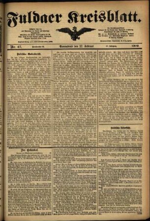 Ausgabe vom Samstag, den 27. Februar 1909.