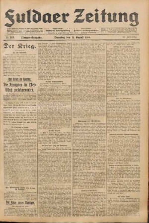 Ausgabe vom Dienstag, den 11. August 1914.