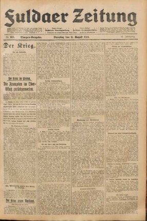 Ausgabe vom Dienstag, den 11. August 1914.