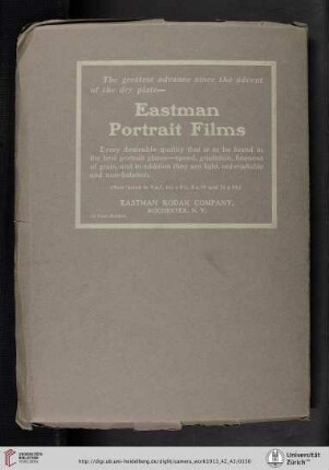Eastman Kodak Company [Eastman Portrait Films, back cover verso]