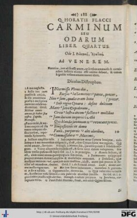 Carminum Seu Odarum Liber Quartus.